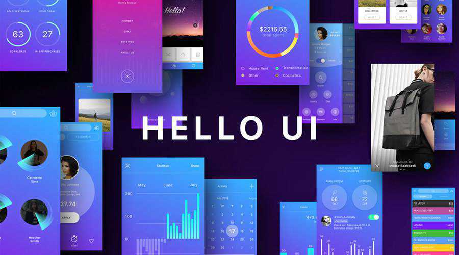 Hello free mobile app ui kit Sketch ios android