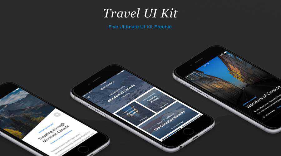 Travel free mobile app ui kit Sketch ios android