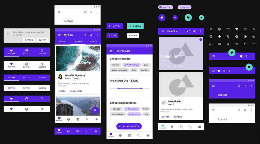 Material UI Design Library free mobile app ui kit ios android