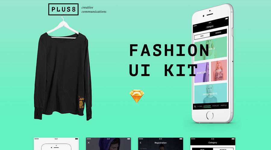 Fashion free mobile app ui kit Sketch ios android