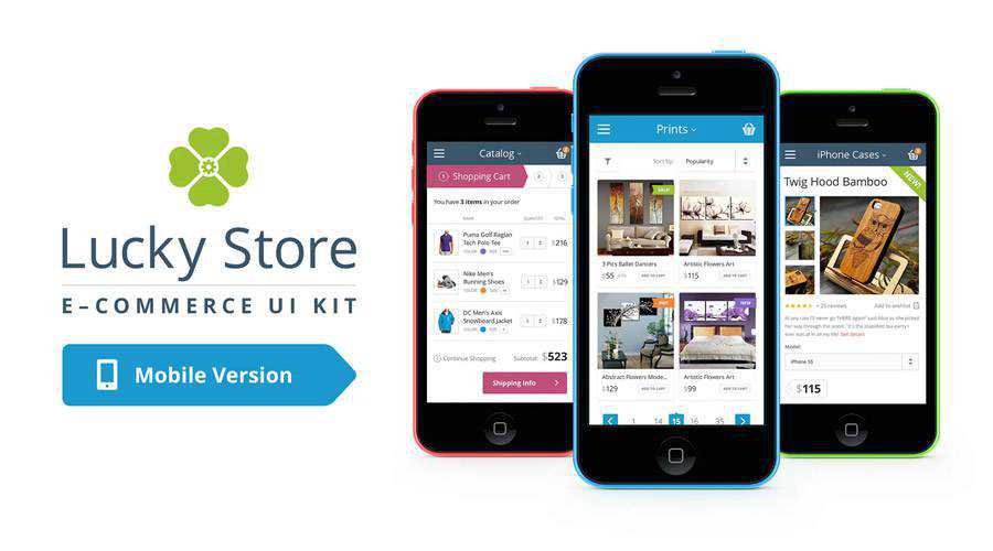 Lucky Store free mobile app ui kit Photoshop PSD psd ios android