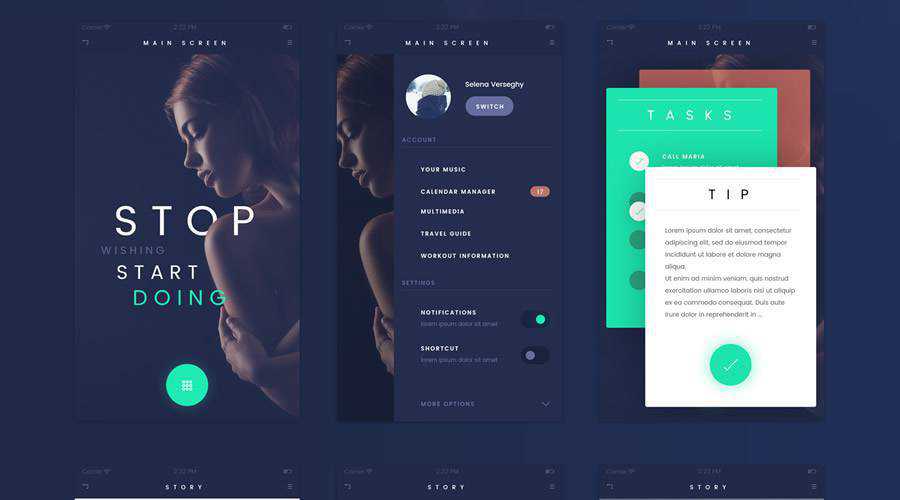 Fade free mobile app ui kit Photoshop PSD psd ios android
