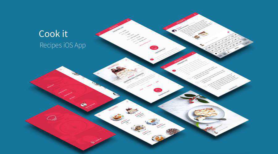 Recipes free mobile app ui kit Sketch ios android
