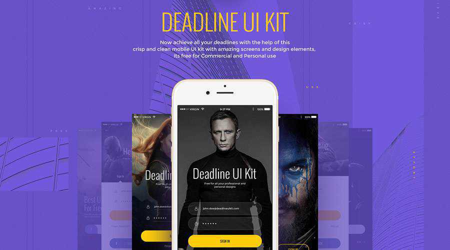 Deadline free mobile app ui kit Photoshop PSD psd ios android