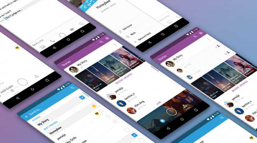 Snapchat free mobile app ui kit Sketch ios android