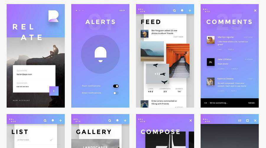 Relate Simple free mobile app ui kit Invision ios android