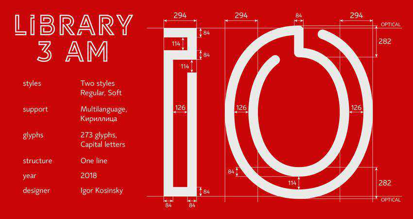 Library 3am free outline font family