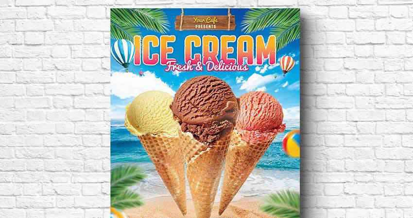 Ice Cream Flyer Template Photoshop PSD