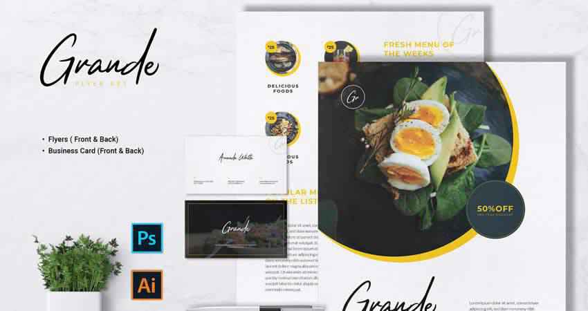 Grande Restaurant Flyer Template AI EPS PDF PSD Word