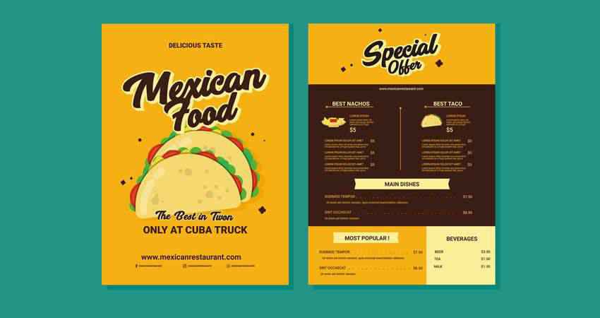 Mexican Food Flyer Menu Template Photoshop PSD