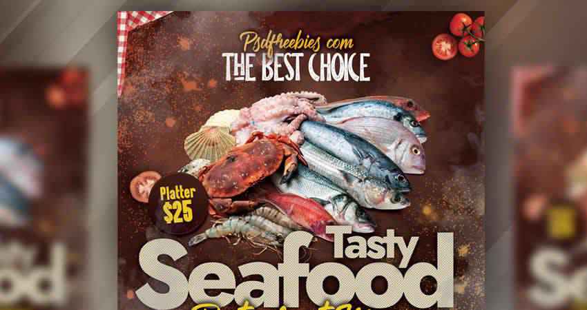 Seafood Restaurant Flyer Template Photoshop PSD
