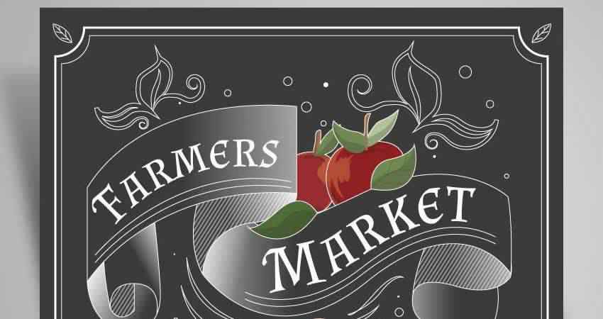 Retro Farmers Market Vector Flyer Template Illustrator EPS SVG