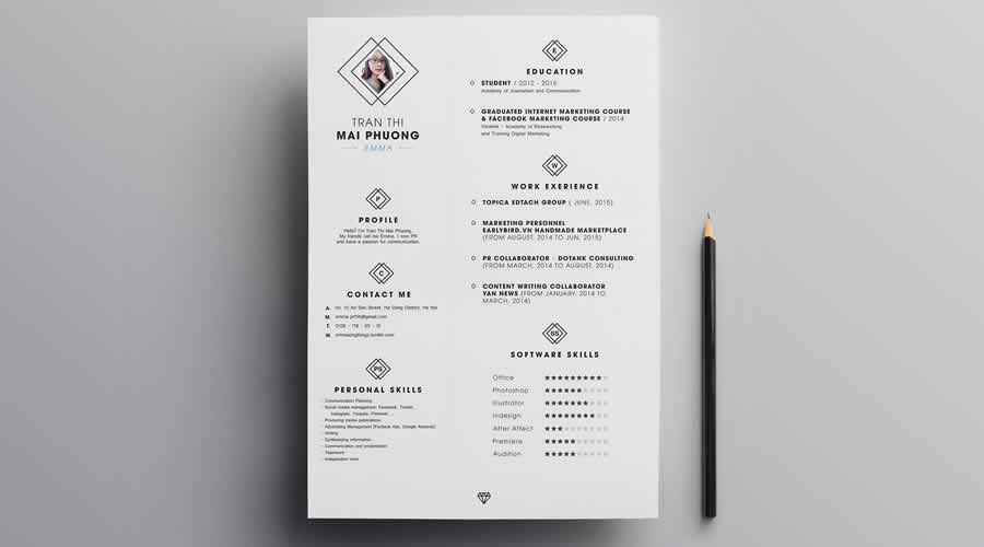 Neat Resume Template for Designers PSD Photoshop Format