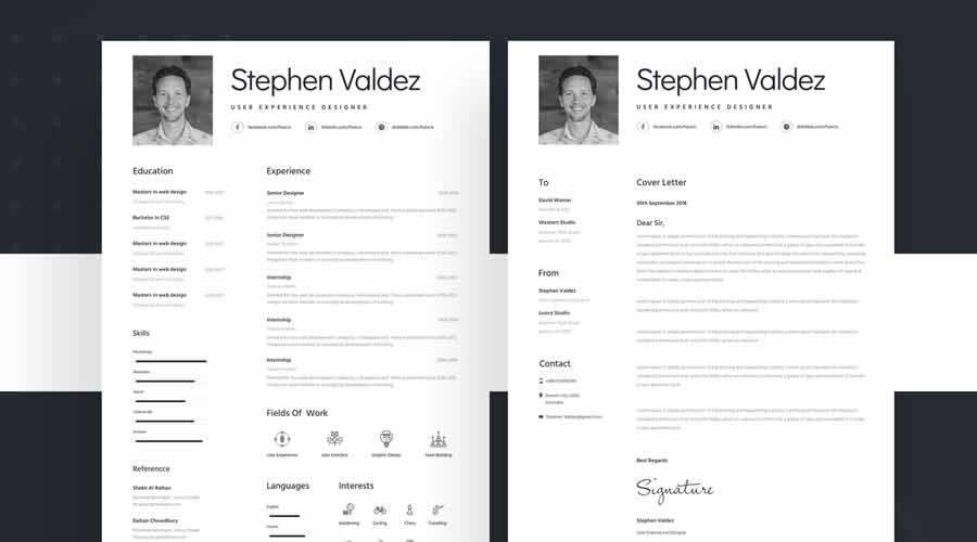 Resume Template for Designers Sketch PSD Formats