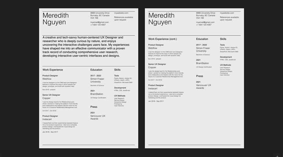Resume Template for UX UI Designers Figma Format