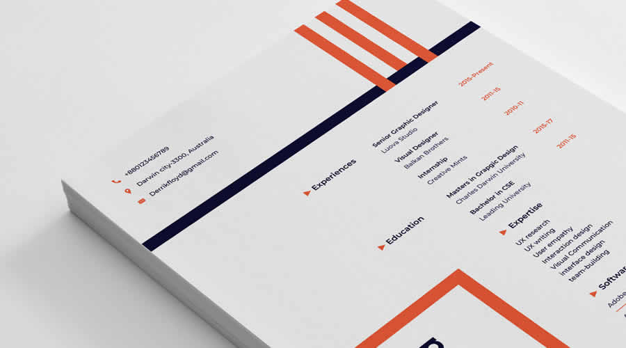 Multi-Color Modern Resume Template PSD Sketch Word Formats