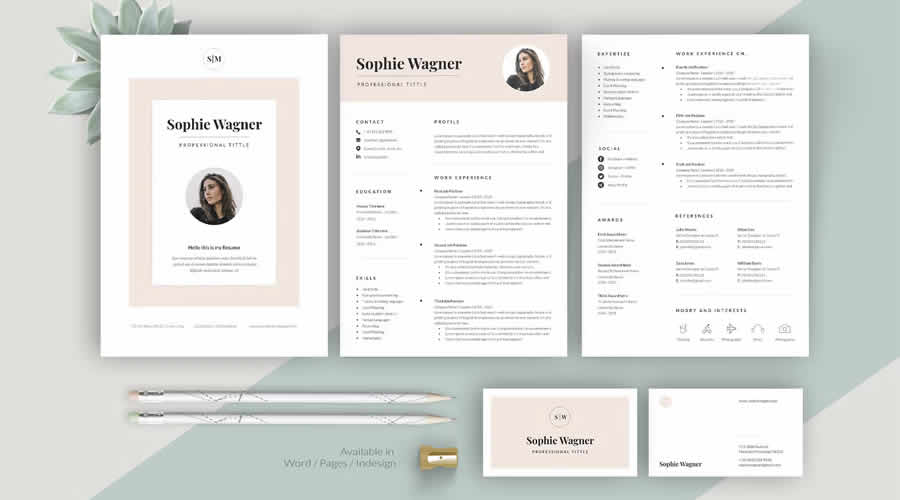 Resume Cover Letter Portfolio Templates Word InDesign Formats
