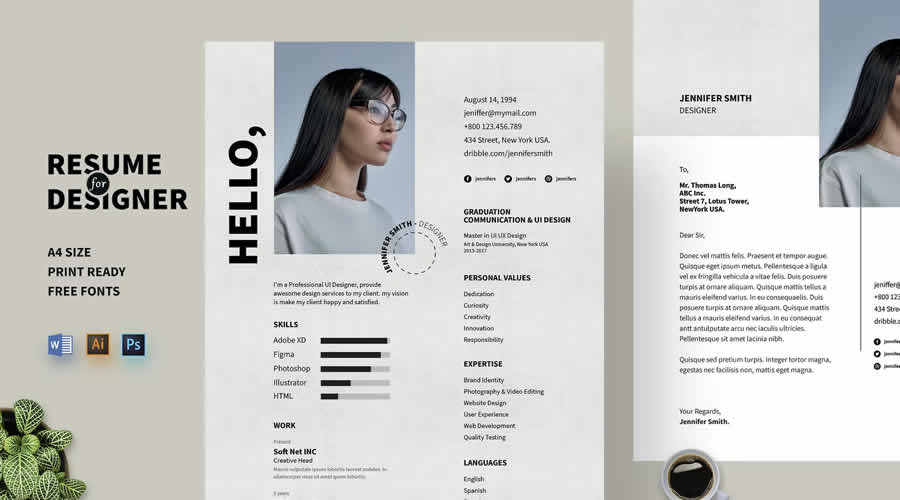 Creative & Modern Resume & Cover Letter Templates PSD AI Word Formats