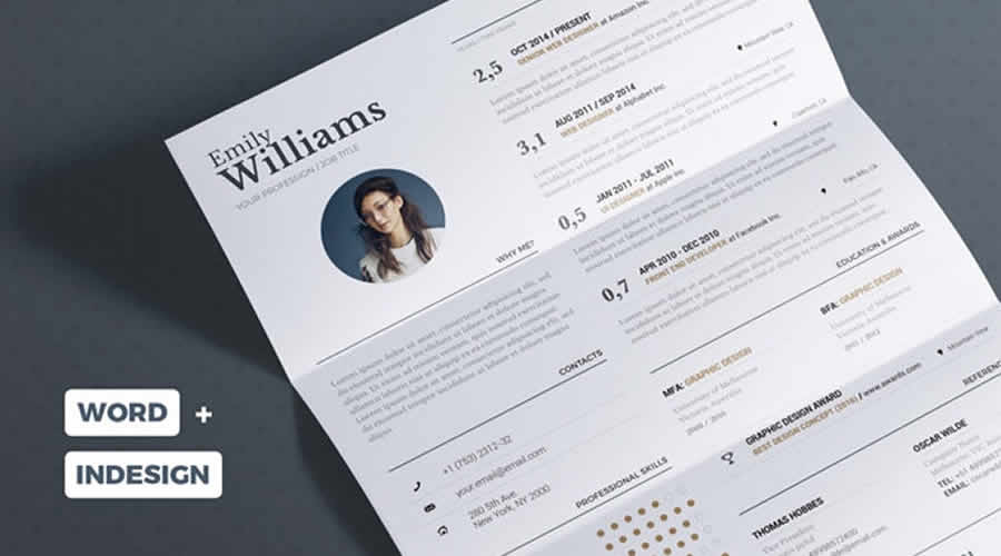 Typographic Resume Template InDesign Word