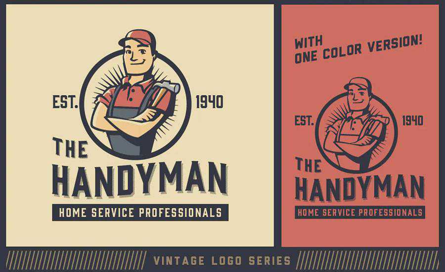 Vintage Handyman Mascot Logo Template AI EPS Formats