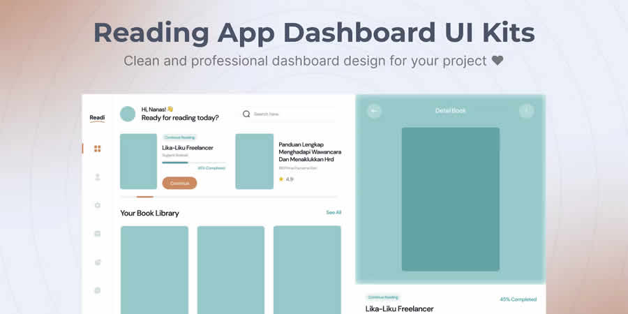 Reading App Dashboard Web UI Kit Sketch App Adobe XD