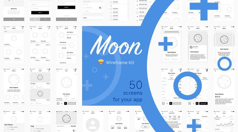 Moon free wireframe template Sketch Format