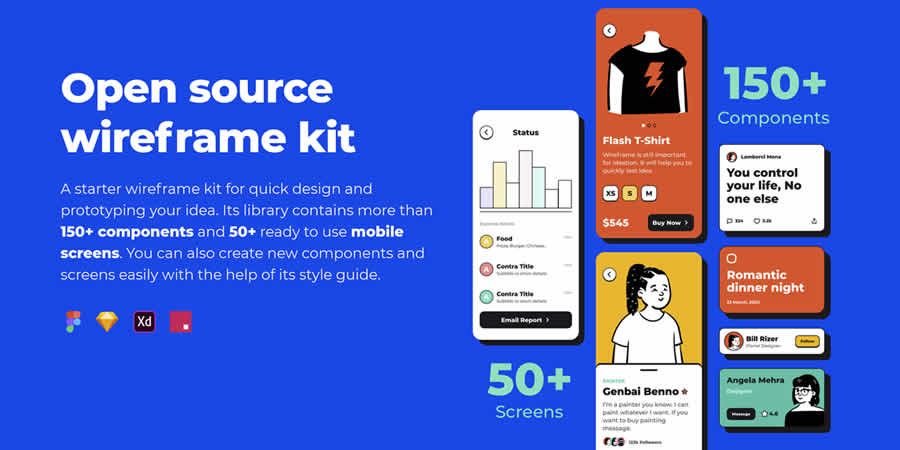 Contra Open Source Mobile Wireframe UI Kit