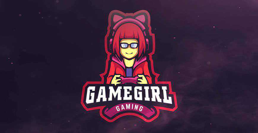 Game Girl Gaming Logo Template gamer video game