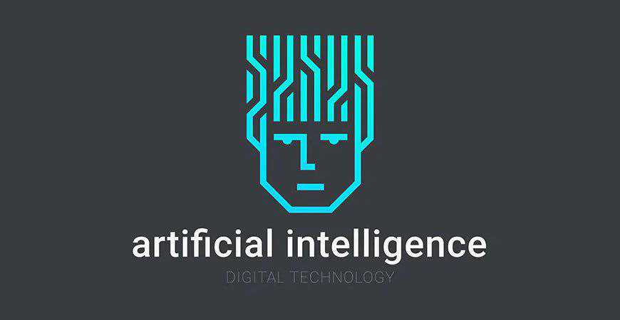 Abstract Artificial Intelligence Face geometric logo template