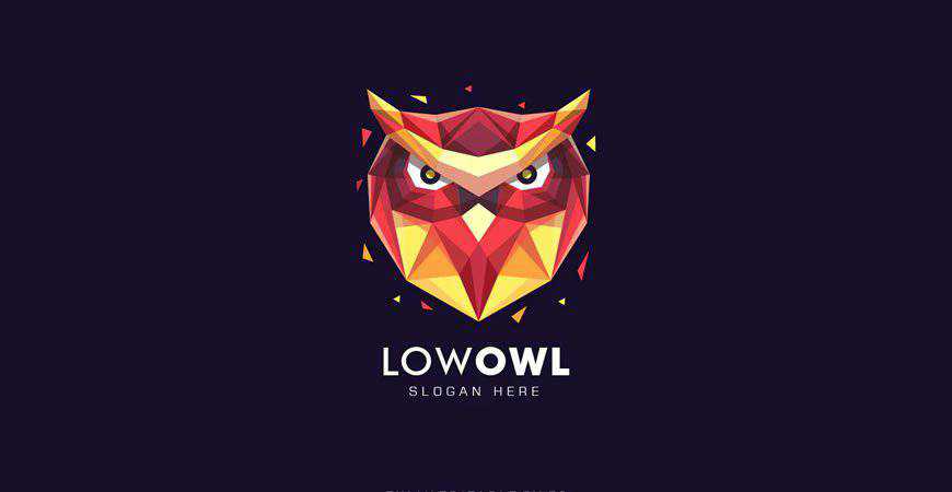 Owl Head Poly Colorful geometric logo template