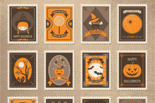 12 Free Vintage Halloween Stamps in AI, EPS, SVG & PSD Formats