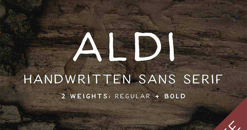 ALDI Handwritten free Sans-Serif hand-drawn font free