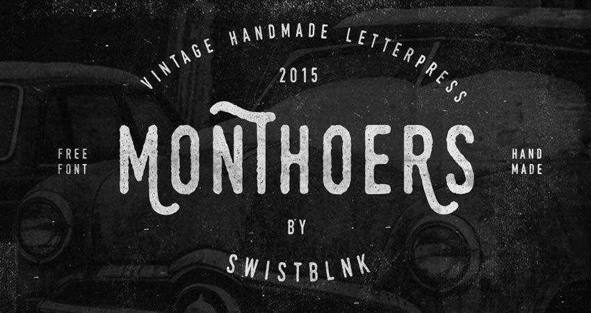Monthoers Handmade free font Letterpress hand-drawn font free