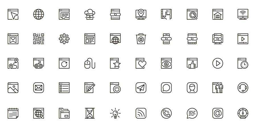 Website UI Thin Line Icons Pack