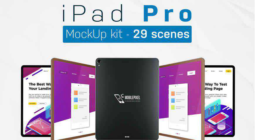 iPad Pro Kit Photoshop PSD Mockup Template