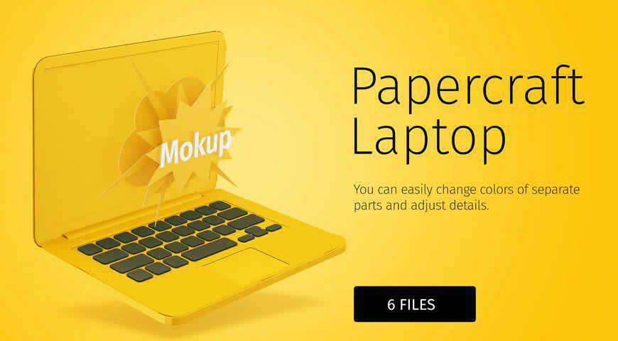 Papercraft Laptop DIY Photoshop PSD Mockup Template