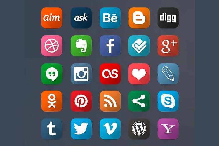 Free Flat & Long Shadow Social Media Icon Sets (60 Icons in PSD & PNG)