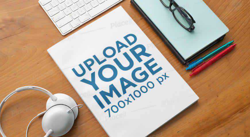 Magazine & Office Supplies Photoshop PSD Mockup Template