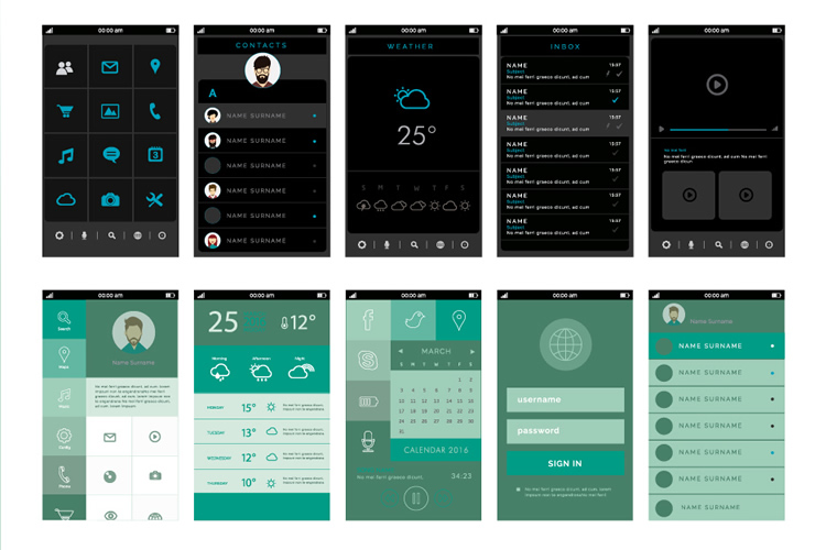 Free Mobile App Icons & UI Kit (AI & EPS)