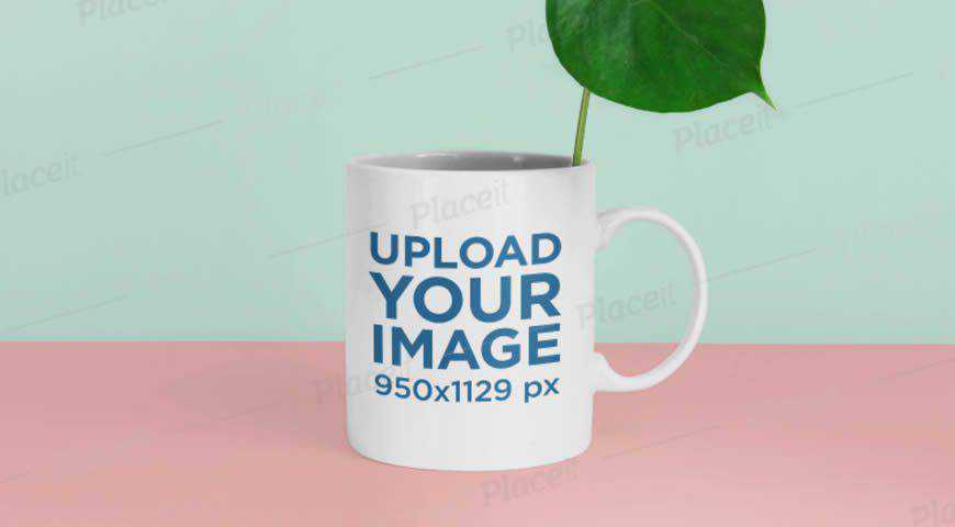 Coffee Mug and Plant Photoshop PSD Mockup Template