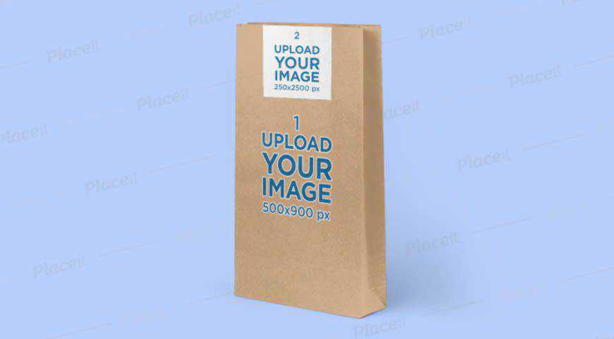 Paper Bag Mockup Featuring a Solid-Color Background Photoshop PSD Mockup Template