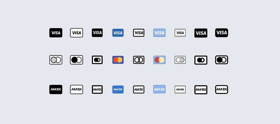 Credit Card Logos in 9 Styles eps png