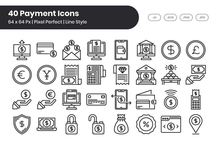 Pixel-Perfect Line Payment Icons