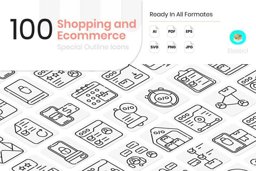 Shopping Ecommerce Outline Icons