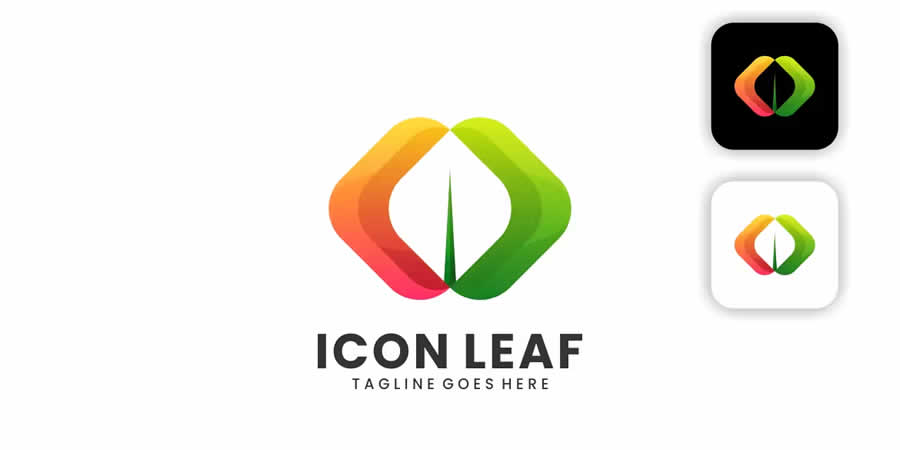 Icon Leaf Gradient Logo Template