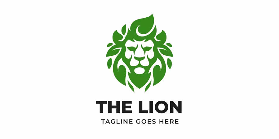 Green Lion Head Icon Logo Template