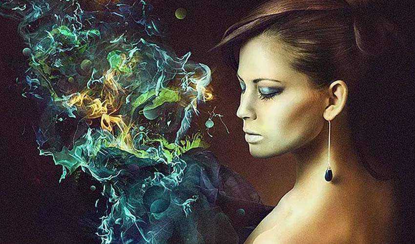 Fashion Photo Manipulation with Abstract Smoke and Light Effects