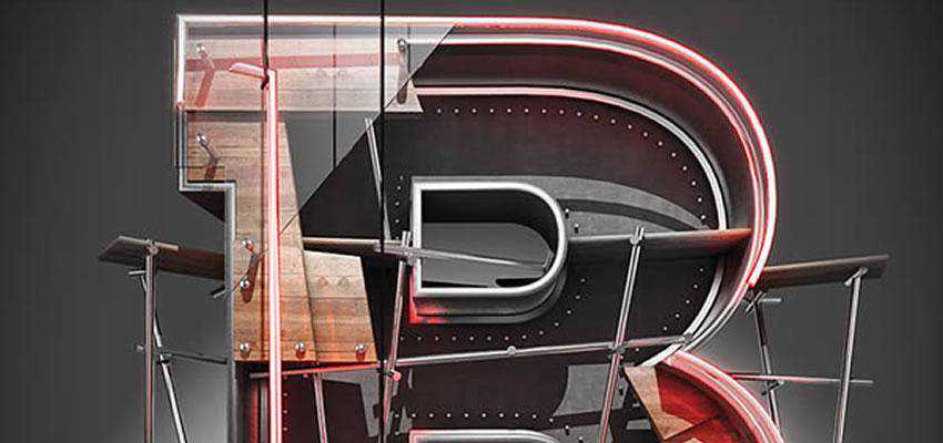 João Oliveira creates a 3D typographic illustration using initially Cinema 4D for building the 3D