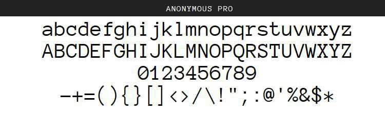 Anonymous Pro Regular Italic Bold free programming code fonts