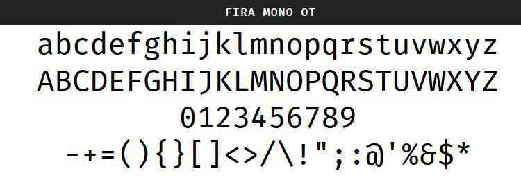 Fira Mono Regular Bold free programming code fonts
